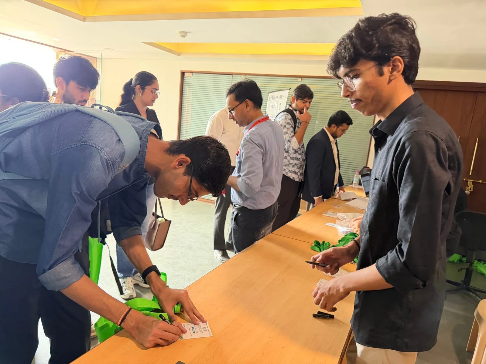 Delegates gathering at the conference registration desk