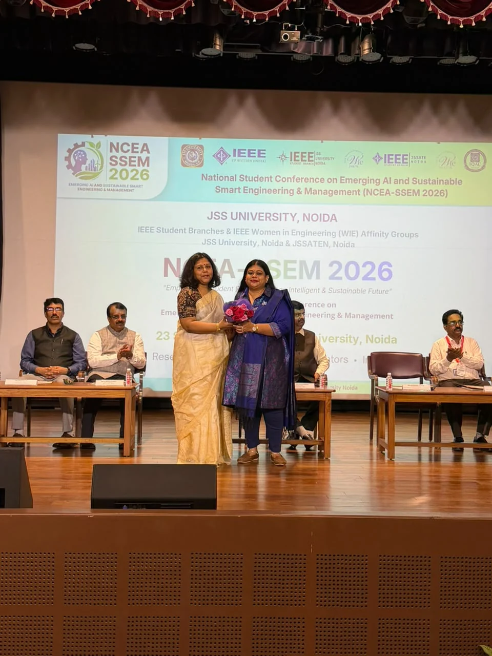 The Chief Guest being welcomed with a bouquet